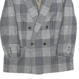DEL MOD Mens Grey & Black Check Wool Blend Double Breasted Jacket M Woven Blazer