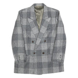 DEL MOD Mens Grey & Black Check Wool Blend Double Breasted Jacket M Woven Blazer