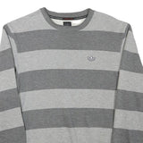 ADIDAS Mens Grey & Light Grey Striped Crew Neck S Sweatshirt Cotton Blend Casual