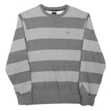 ADIDAS Mens Grey & Light Grey Striped Crew Neck S Sweatshirt Cotton Blend Casual