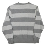 ADIDAS Mens Grey & Light Grey Striped Crew Neck S Sweatshirt Cotton Blend Casual
