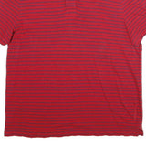 CALVIN KLEIN JEANS Mens Red & Navy Striped Short Sleeve Polo Shirt L Cotton