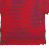 CALVIN KLEIN JEANS Mens Red & Navy Striped Short Sleeve Polo Shirt L Cotton