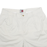 TOMMY HILFIGER Mens Shorts White 2XL W36 Classic Cotton Pleated Summer