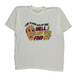 Single Stitch Bald Funny Anvil Graphic T-Shirt - XL White Cotton