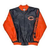 Vintage Chicago Bears Nfl Bomber Jacket - XL Black Faux Leather