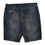 Unbranded Double Knee Denim Shorts - 38W 12L Dark Wash Denim