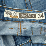 Sokool Denim Shorts - 34W 14L Blue Denim