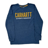 Age 10-12 Carhartt Long Sleeve T-Shirt - Medium Blue Cotton