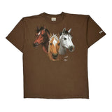 Single Stitch Horse Print The Mountain Graphic T-Shirt - XL Brown Cotton