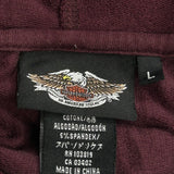 Harley Davidson Spellout Hoodie - Large Burgundy Cotton