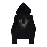 True Religion Studded Hoodie - Medium Black Cotton