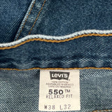 Levis 550 Jeans - 36W 32L Blue Cotton