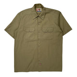 Dickies Short Sleeve Shirt - Large Khaki Polyester Blend