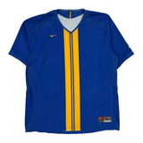 Blue And Yellow Stripe Nike Soccer Jersey - Large Blue Polyester