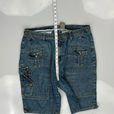 Hip Hop Crest Jeans Cargo Shorts - 36″ Waist Blue Cotton