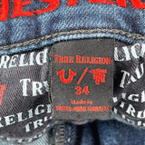 Manchester United True Religion Denim Shorts - 34W 11L Dark Wash Cotton