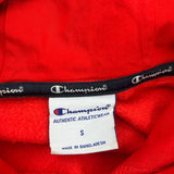 Champion Spellout Hoodie - Small Red Cotton