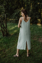 Linen long dress Jakarta S Sage Green