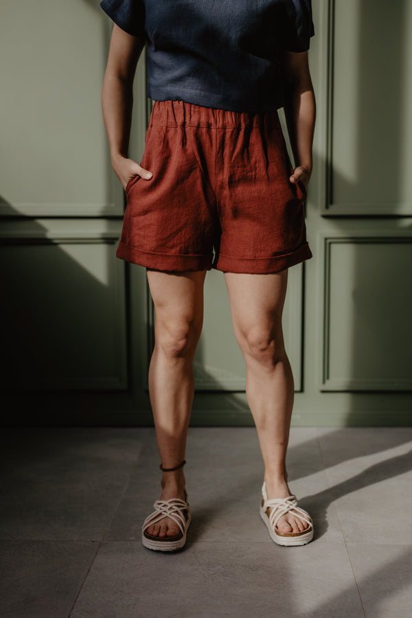 Linen shorts MIA Terracotta L