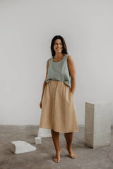 Linen skirt with buttons DAISY S Mustard