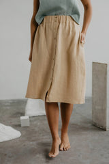 Linen skirt with buttons DAISY S Mustard