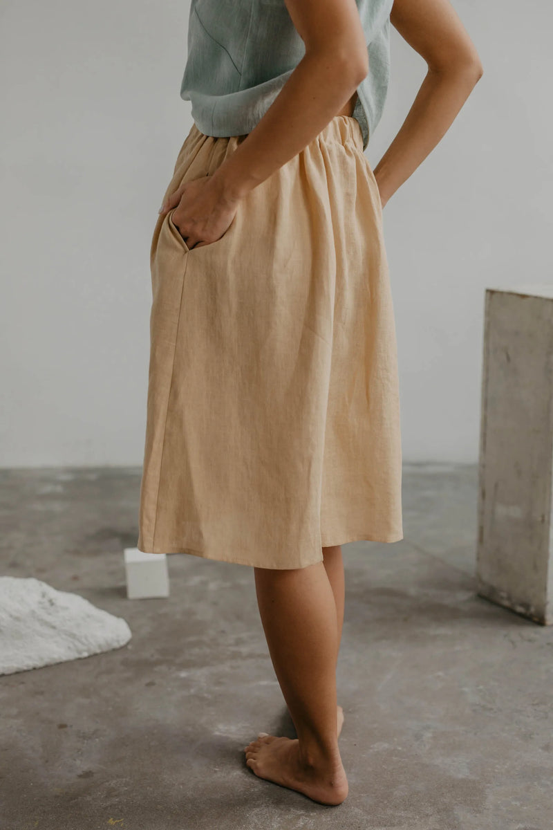 Linen skirt with buttons DAISY S Mustard