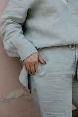 Sahara linen set for women in Sage Green