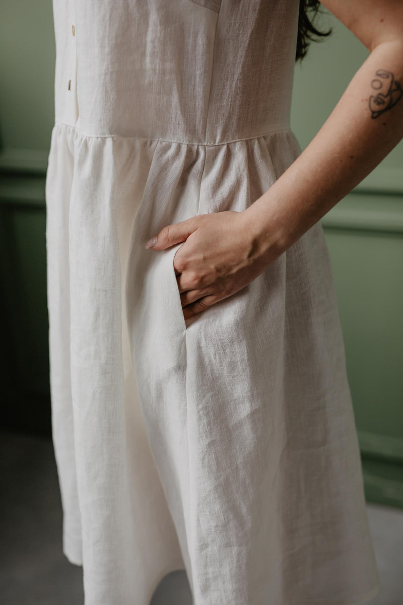 Linen sleeveless summer dress HAZEL XS Checkered
