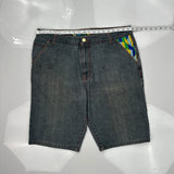 Embroidered Coogi Graphic Denim Shorts - 38W 11L Multicoloured Denim