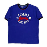 Tommy Jeans Ringer T-Shirt - Large Blue Cotton