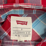 Levis Checked Short Sleeve Shirt - Small Blue Cotton