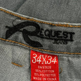 Request Hip Hop Jeans - 33W 32L Grey Cotton Blend