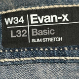 Evan X Slim Jeans - 36W 32L Blue Denim