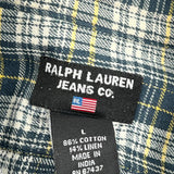 Ralph Lauren Checked Shirt - Large Green Cotton Blend