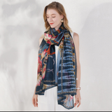 Anyyou 100% Mulberry Silk Spruce Blue Long Scarf for Women Luxury Beach Shawl Swimwear Cover-Up Pashmina Wrap Foulard