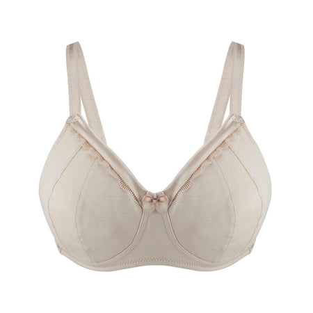 Ivory-Supportive Non-Wired Silk & Organic Cotton Full Cup Bra with removable paddings