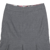 TED BAKER Womens Grey Pleated Midi Woven Cotton Blend Skirt S Elegant Workwear