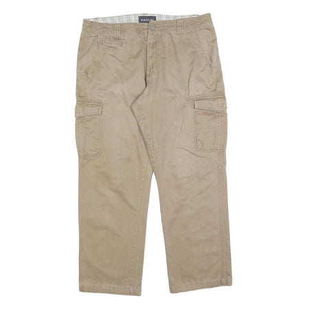 BIAGGINI Mens Cotton Blend Beige Regular Cargo Trousers W36 L30 Casual Zip Fit