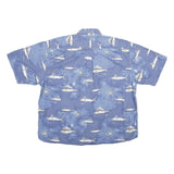 MAGELLAN Mens Blue Fishing Print Cotton Shirt 2XL Short Sleeve Casual Summer