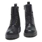 GUESS Womens Black Leather Ankle Boots UK 5 Leather Lace-Up Stylish Footwear