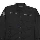 COOGI Mens Black Cotton Blend Shirt 2XL Long Sleeve Button Front Embroidered