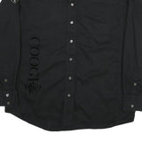 COOGI Mens Black Cotton Blend Shirt 2XL Long Sleeve Button Front Embroidered