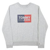 TOMMY HILFIGER Mens Grey Tommy Jeans Crew Neck M Sweatshirt Cotton Blend Logo