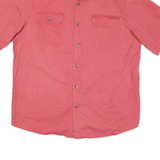 WRANGLER Mens Red Cotton Blend Casual Short Sleeve Shirt L Button Pockets