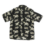 KNIGHTSBRIDGE Mens Black Hawaiian Shirt M Floral Print Casual Summer Wear