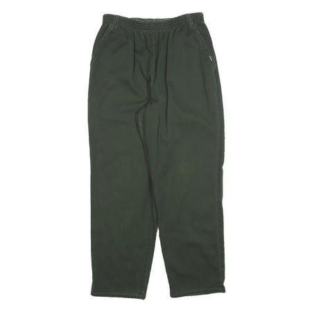 CHIC Womens Cotton Blend Dark Green Relaxed Trousers W28 L28 Elastic Waist