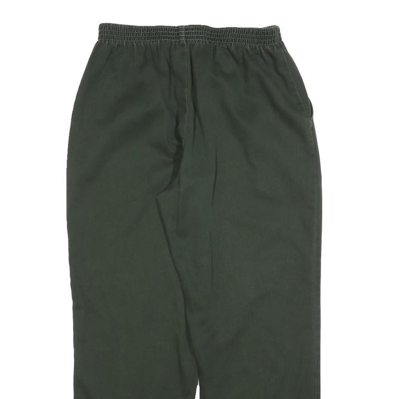 CHIC Womens Cotton Blend Dark Green Relaxed Trousers W28 L28 Elastic Waist