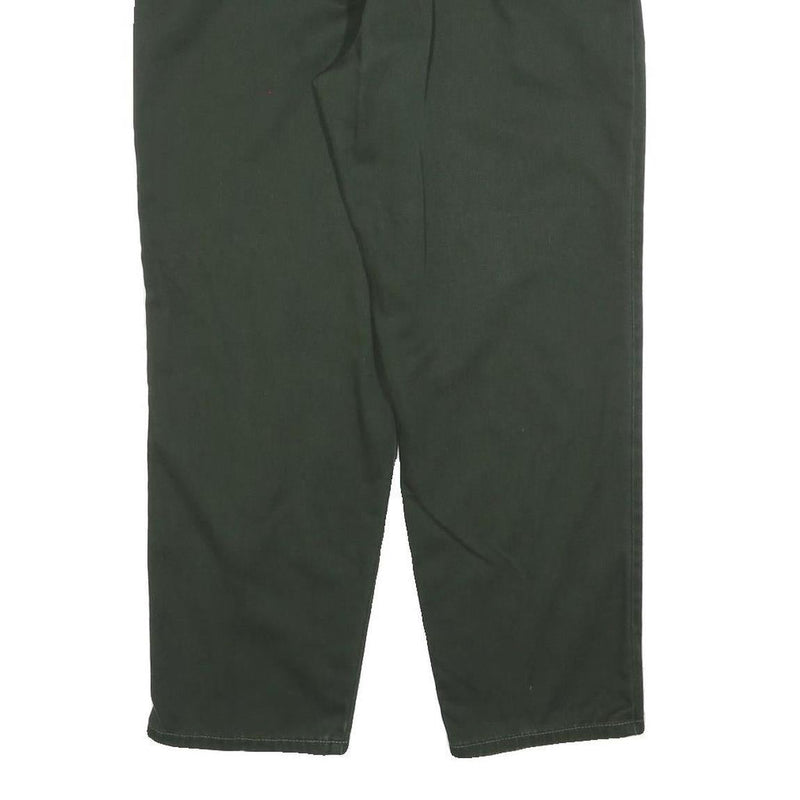 CHIC Womens Cotton Blend Dark Green Relaxed Trousers W28 L28 Elastic Waist