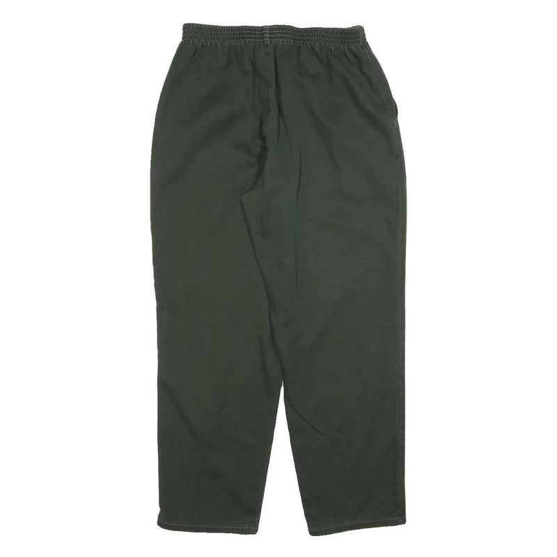 CHIC Womens Cotton Blend Dark Green Relaxed Trousers W28 L28 Elastic Waist